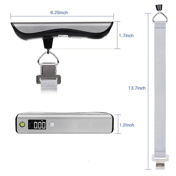 Bærbar Mini Kofferskala LED-skjerm 50kg/110lb Digital For Reiseveske Hengeskala Vekt