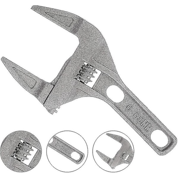 Justerbar skiftenøkkel, 16-68mm stor åpning bred kjeve aluminiumslegering skiftenøkkel med kort håndtak ultratynn Z
