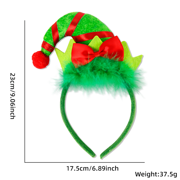 Julhuvudband 3-pack Julgran Rensa Huvudbonader Gevir Mickey Elf Huvudhatt Toppar Flexibla Röd Grön Semester Hårband