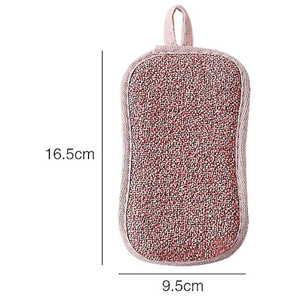 3-pack tvättbara diskborstesvampar, återanvändbara diskborstesvampar, mikrofiberskrubbsvamp, antibakteriella dubbelhäftande svampdynor för rengöring