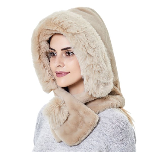 Naisten Lämmin Talvi Turkis Hattu Huivi Ulkoilu Hiihto Tuulenpitävä Lippis beige