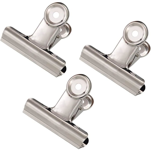 6 stk. store metal hængselsklemmer, 2 tommer sølv bulldog papirklemme klemme/pengefil binderklemmer
