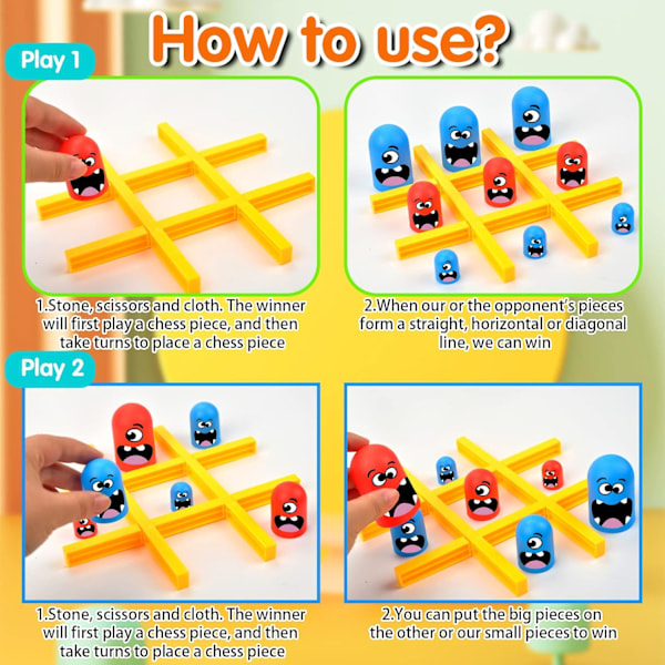 Big Eat Small Tic Tac Toe Spilsæt, 2 Spillere Blå Rød Gobblet Go