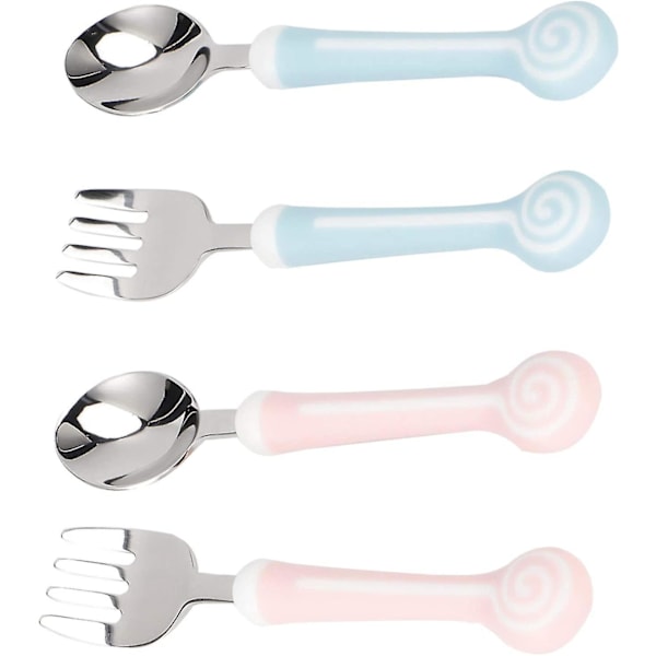 Rostfritt stål baby sked gaffel set resefodral baby bestick set