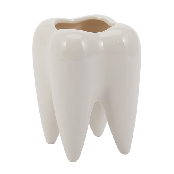 Tooth Shape White Ceramic Flower Pot Modern Design Planter Teeth Model Mini Desktop Pot Gift(withou