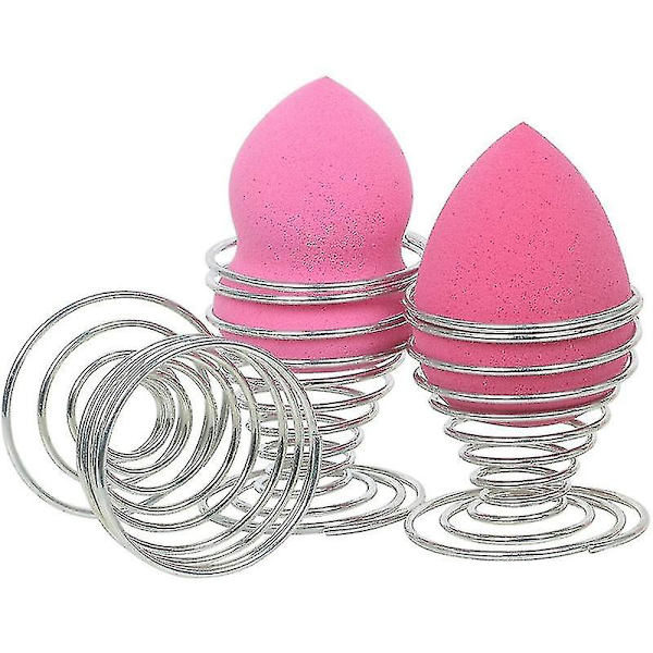 6 stk eggkopper laget av rustfritt stål Wispiral fjær skjønnhetssvamp holder