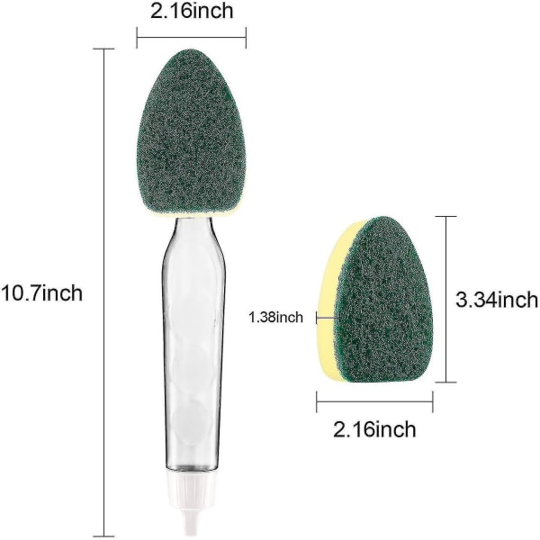 Qian Heavy Duty Oppvaskbørste, 1 Oppvaskbørste Med 7 Påfyllingshoder, Oppvaskbørste Med Håndtak (Grønn)