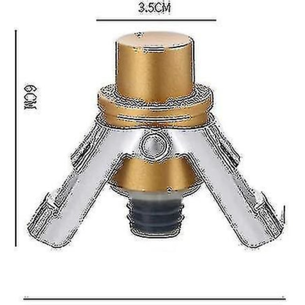 Sæt med 2 champagnepropper til mousserende vin med integreret trykpumpe for at holde dine bobler mousserende guld og sølv