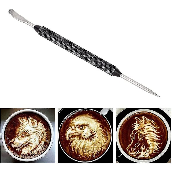 1 stk. rustfrit stål kaffekunstpen, Latte Art Pen nål, 14 cm