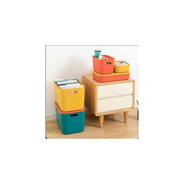 Plastförvaringslåda med lock för snacks och kosmetika Hemorganisatör 25,5 x 18 x 8 cm