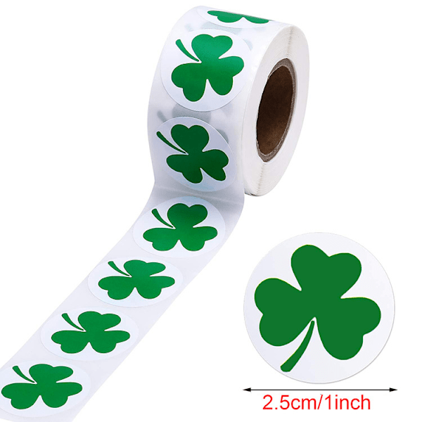 500 st. Patrick's Day, Lucky Irish Green Clover Stickers för St Patrick's Day Party Dekorationer, Kort, Presentpåsar