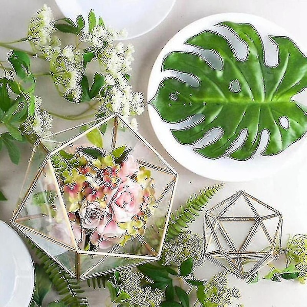 2-pak Glas Geometrisk Terrarium Sukkulent Plantepot Blomster Vase Beholder