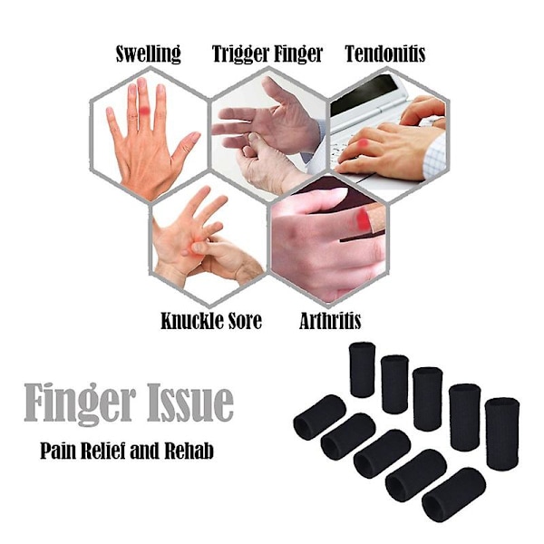 10 stk Elastisk Pustende Fingersleeve Beskytter for Basketball Tennis Baseball