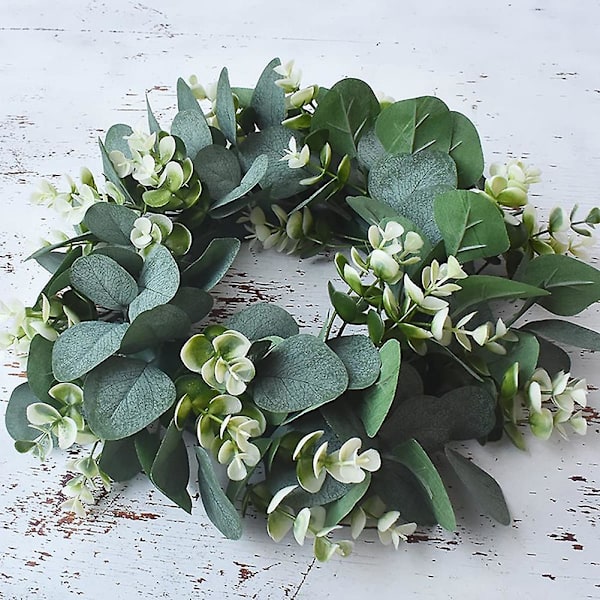 2 Pack Grön Eucalyptus Krans Rund Krans Konstgjord Krans Gårdshus Krans För Dörr Vägg Fönster