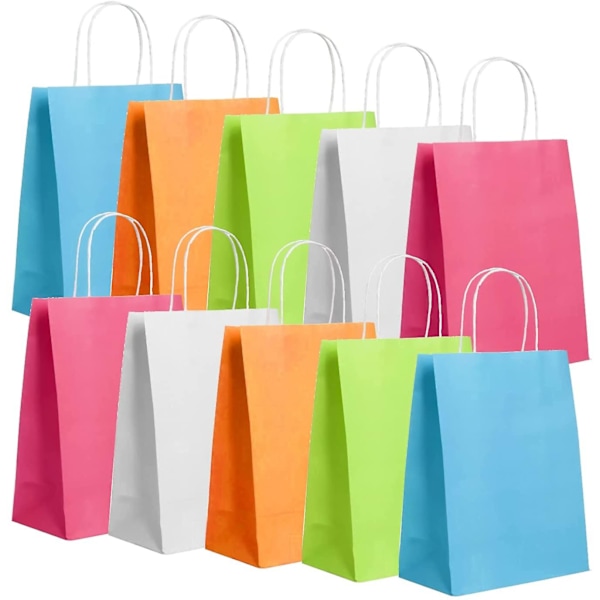 10pcs Party Bags,gift Bags Kraft Paper Party Bags Paper Bags With Handles Candy