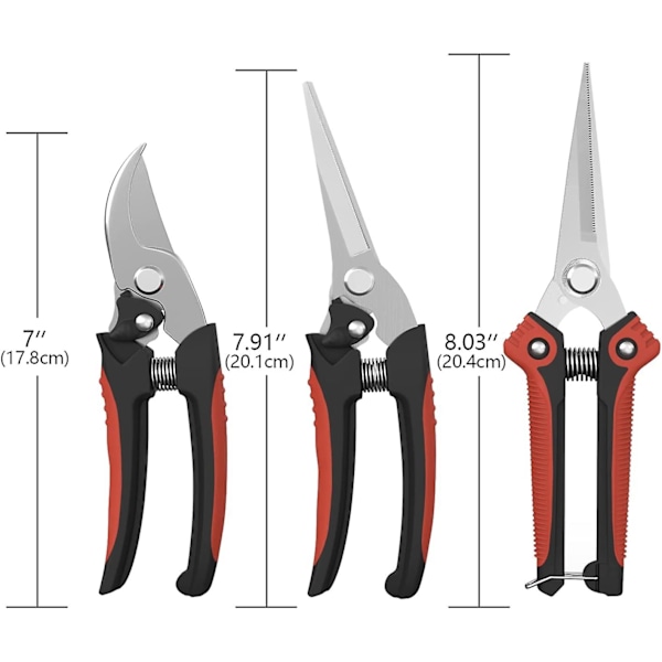 Ruostumattomasta teräksestä valmistetut puutarhasakset, [3 kpl] Kukkasakset ammattimaiseen puutarhanhoitoon