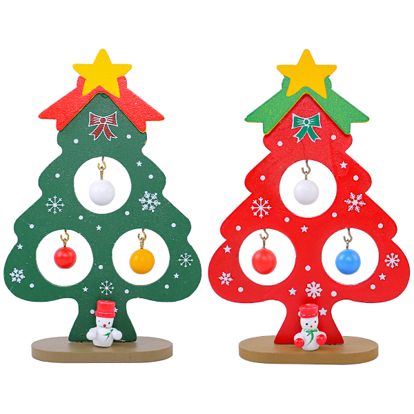 2-pack Träjulgran för Hemmet Julgran för Skrivbord Konstgjord Julgran DIY Julgran Skrivbord Julgran