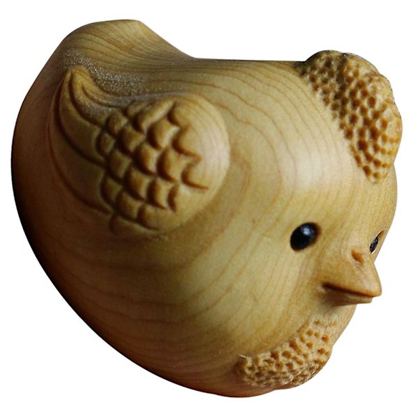 Træskåret ornament Trækylling Dekoration Træhåndværk Desktop Kylling Ornament