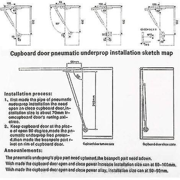Gassfjær pneumatisk arm hydraulisk kjøkkenmøbelløft for møbelskapsdørløft (150n)