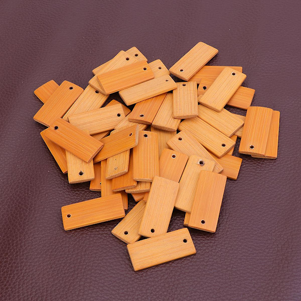 50 stk. Bambu Chip Nøkkelring Anheng DIY Nøkkelring Anheng Skulptur Bambu Chip Anheng (45 x 20mm)