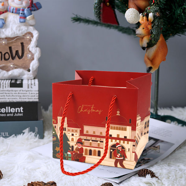 2 stycken Mini Julparty Favor Boxes Presentpåsar, Små Presentaskar Julgodis Party Favors perfekt för julpartyfavörer