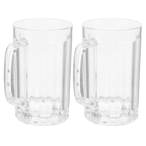 2 stk 500 ml gjennomsiktig ølkrus i plast, drikkekopp for øl, juice, vann, husholdningskopp
