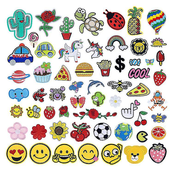 60 st Cartoon Random Mixed Patches Set Cartoon Amine Patches På Kläder Stryk På Patches Appliques För Kläder