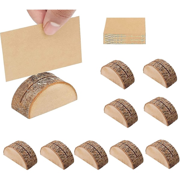 Bröllopsbord i trä med korthållare, rustik träkorthållare med 10 st kraftpapper för bordsplacering, visitkort, födelsedag/bröllop -t