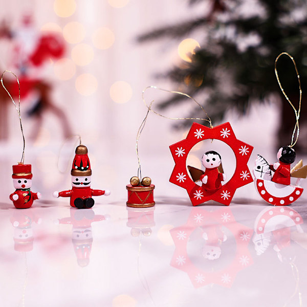 2 set Generiska Miniatyr Julgranspynt Små Skatter Pynt Tomte Snögubbe Änglar Hängande Dekoration