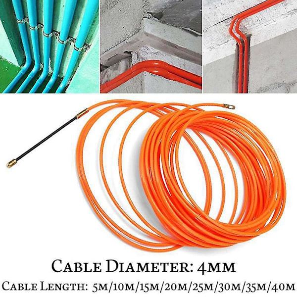 2x 4mm 15 Meter/30 Meter Orange Guide Device Nylon Elektrisk Kabel Dragare Dragsnöre Fi