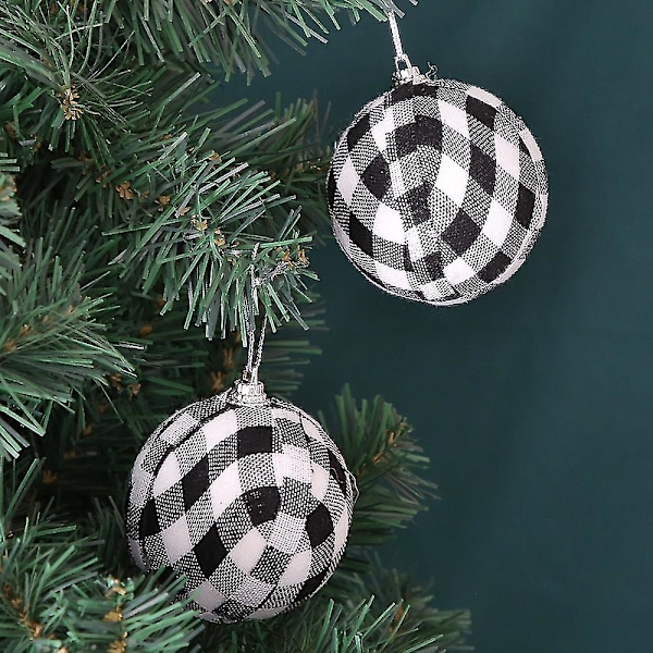 6 st/förpackning Svart Vit Röd Rutig Julgranskulor Julgransdekorationer För Hem Xams Noel Fest Julgranskula Hänge