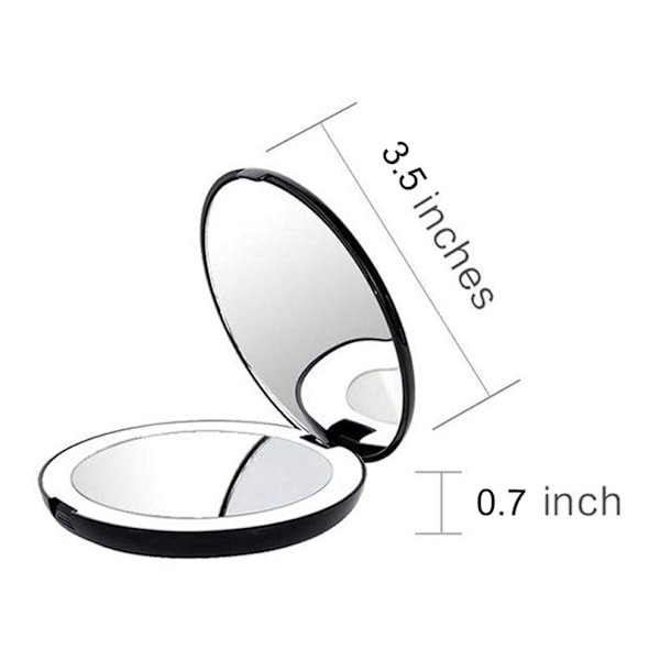 2x Taitettava LED-meikkitaulupeili, 10x suurennuslasi, 12 lamppua Mini Mi