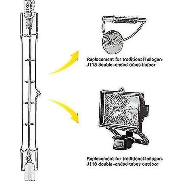 5-pack R7s halogenlampa 118 mm 200 W 230 V, R7s halogenstav 118 mm, halogenlampa R7s dimbar halogenstavlampa för byggstrålkastare, arbetslandskapsbelysning