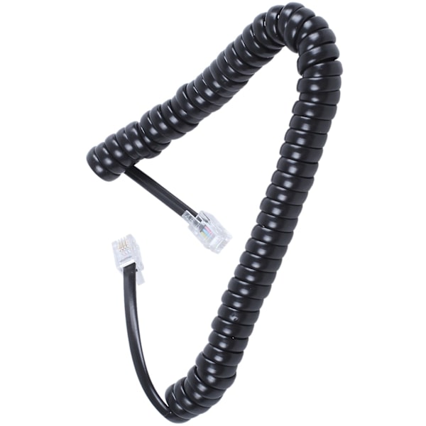 10x Udskiftning Rj9 4p4c Stik Spiralformet Strækbar Telefon Håndsæt Kabel Linje Sort