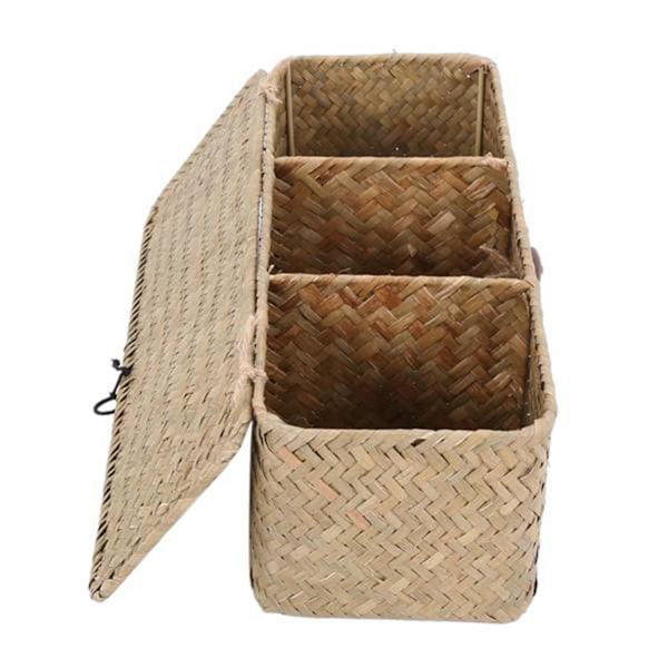 2x Toalettpapirkurv - 3 Rutete Rattan Toalett Bad Oppbevaringskurv - Smykker Kosmetikk S