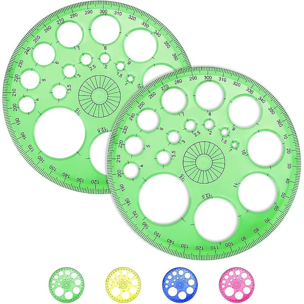 2 stk. cirkelskabel lineal cirkelskabel 360 graders protractor plast cirkulær protractor matematik