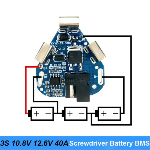 8x 10,8v 12,6v 40a Bms 18650 Litiumbatteri-kort Bms for skrutrekker Shura Shurika Batteri 12v Ba