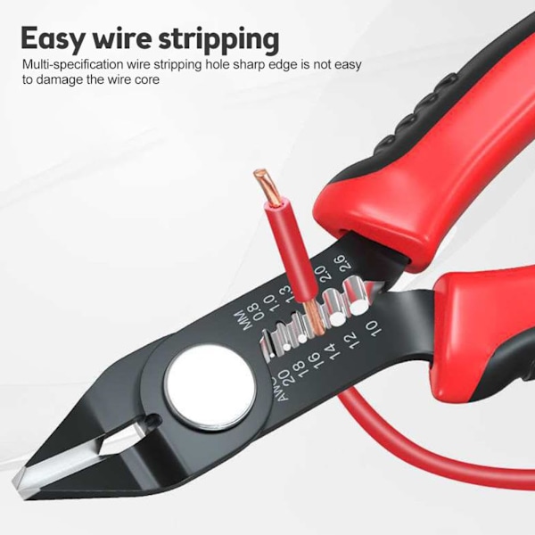 Wire Cutters Precision Flush Pliers med Supplerende Stripping, Cutting Pliers, Handy og Ultra Sharp Wire Cutter (6 tommer)