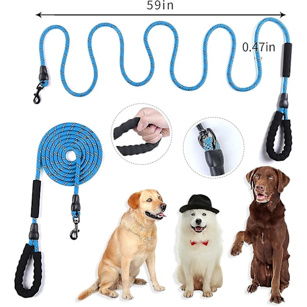 Mykt håndtak med refleks, trekktau for hundetrening (rosa) 1 stk