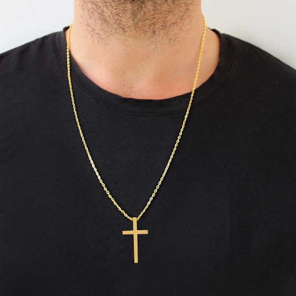 Halsband för par, dam, herr, guld, korshalsband, korshänge, älskare, födelsedagspresent kors och guldpläterat kors.
