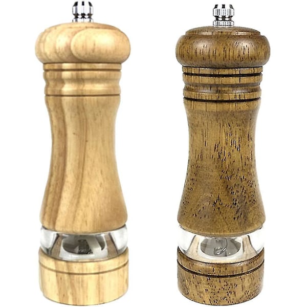 Salt And Pepper Grinders Set Solid Wood Body Pepper