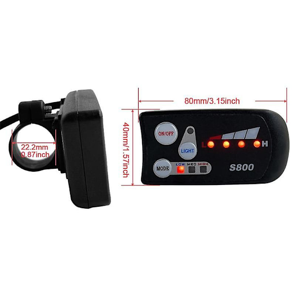 Elektrisk sykkel 36v48v S800 Led Lcd Meter Kontrollpanel Display For Ebike Controller 5 Pin Vanntett