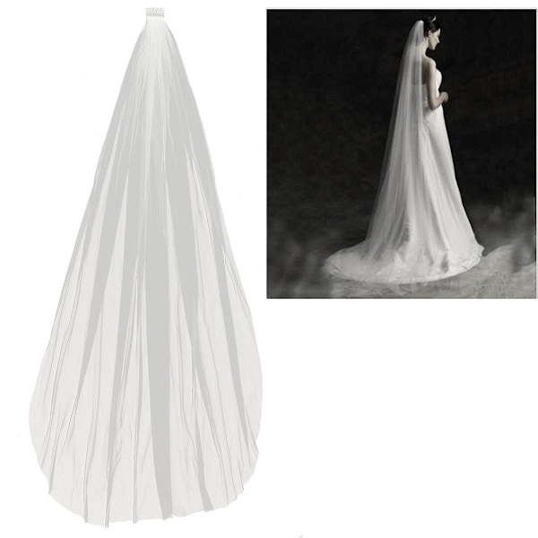 Enkel lång elegant enkelsidig bröllopsslöja brudslöjor med kam bröllopsaccessoarer (beige, 0,8 meter)