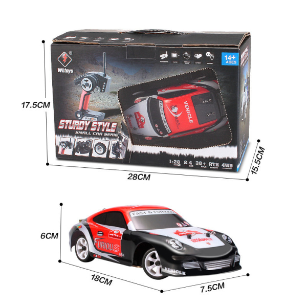 Electric four-wheel drive drift vehicle 2.4G remote control alloy chassis high-speed off-road vehicle toy 1:28