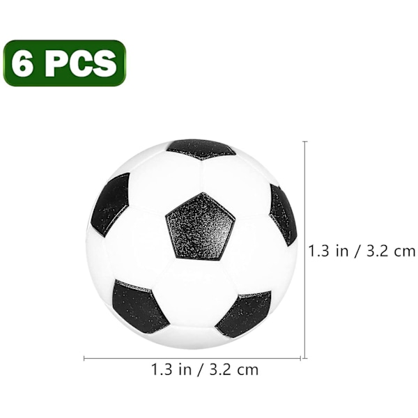 Foosball bolde 6 stk. 32mm, sort/hvid