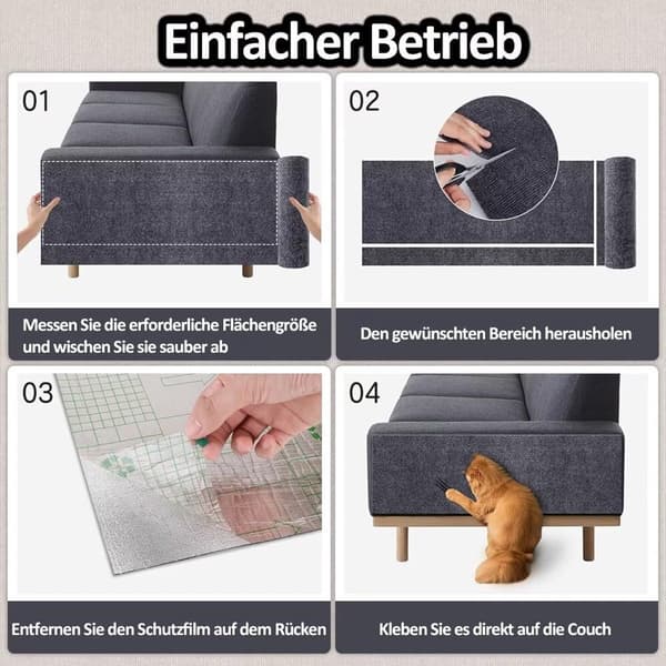 Selvklebende klorestativ-matte for katt 30x200 cm, kuttbar fiberduk-beskyttelse for møbler, vegger og sofahjørner, off-white