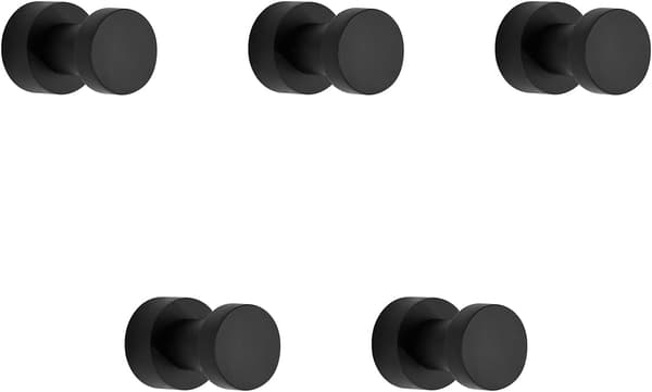 Kromiset pyyhekoukut (matta musta) 5 kpl ruostumatonta terästä metalliset vaatekoukut