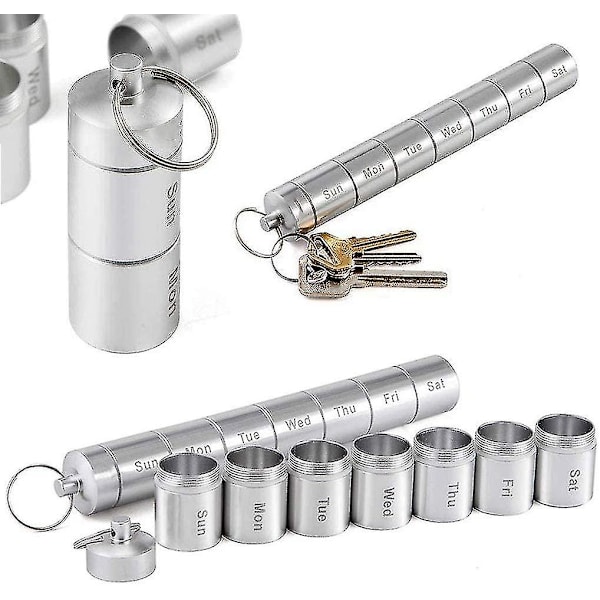 Vattentät medicinlåda i metallaluminiumlegering för 7 dagar