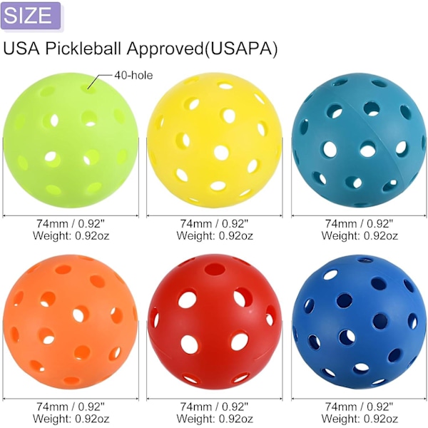 Udendørs Pickleball Bold - 40 Huller Usa Pickleball Godkendte Bolde (6 Farver)