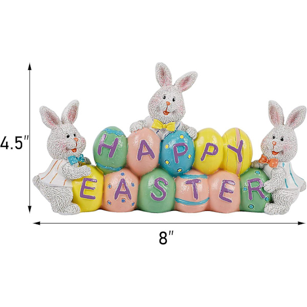 Påskedekorationer Håndmalede Påskeæg Bunny Centerpiece, 8,5 tommer Bordplade Påskeharpiksfigur Dekoration til Hjem Stue Soveværelse Påskedekoration